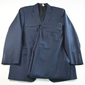 Paul Dion 42R 34x32 Navy Blue Glenn Check 100% Wool Luxe Mens Jacket Pants Suit